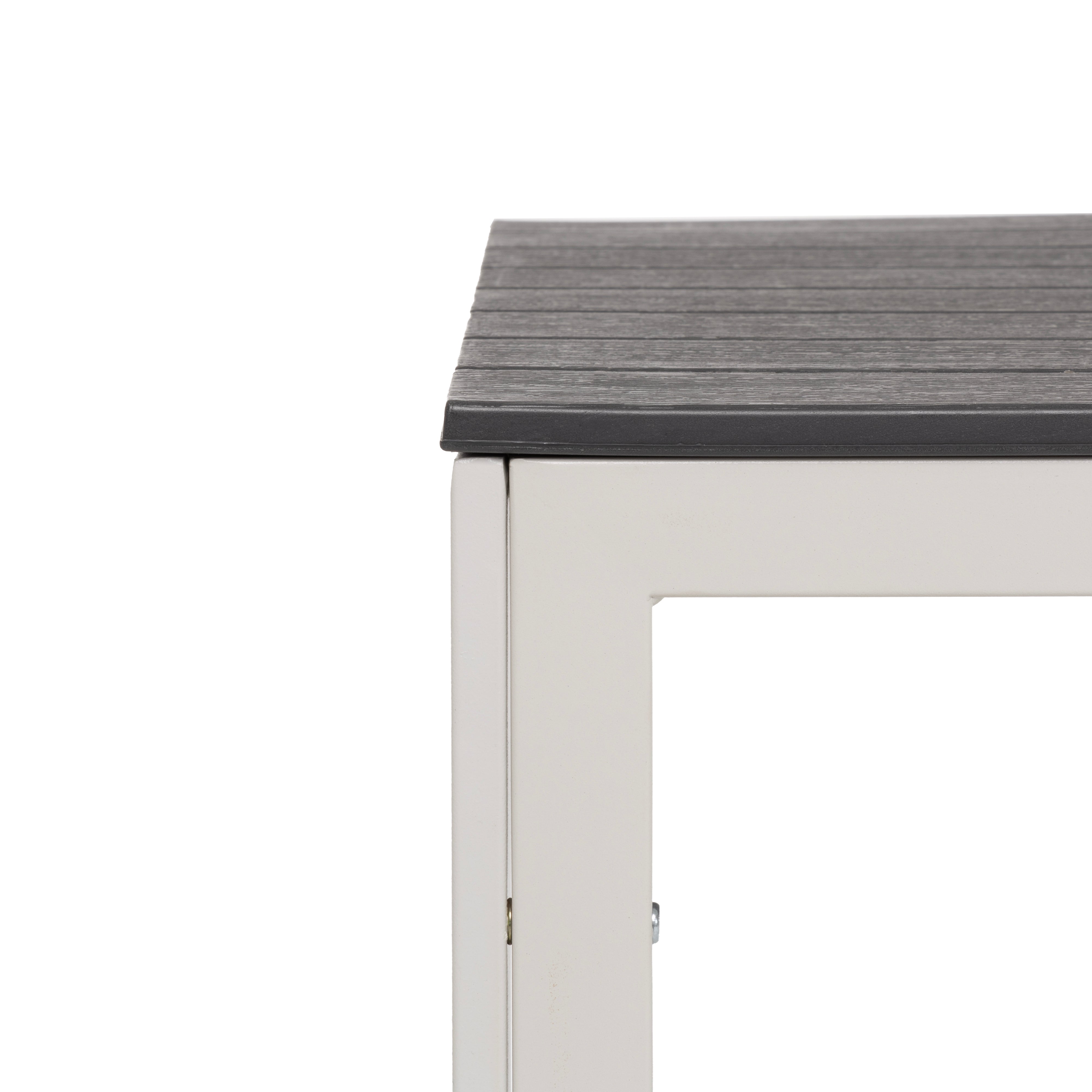 VESTIAMO CASA GIARDINO - Tavolo da giardino in acciaio Bianco con Doghe Effetto Legno Antracite - h74x156x78 cm